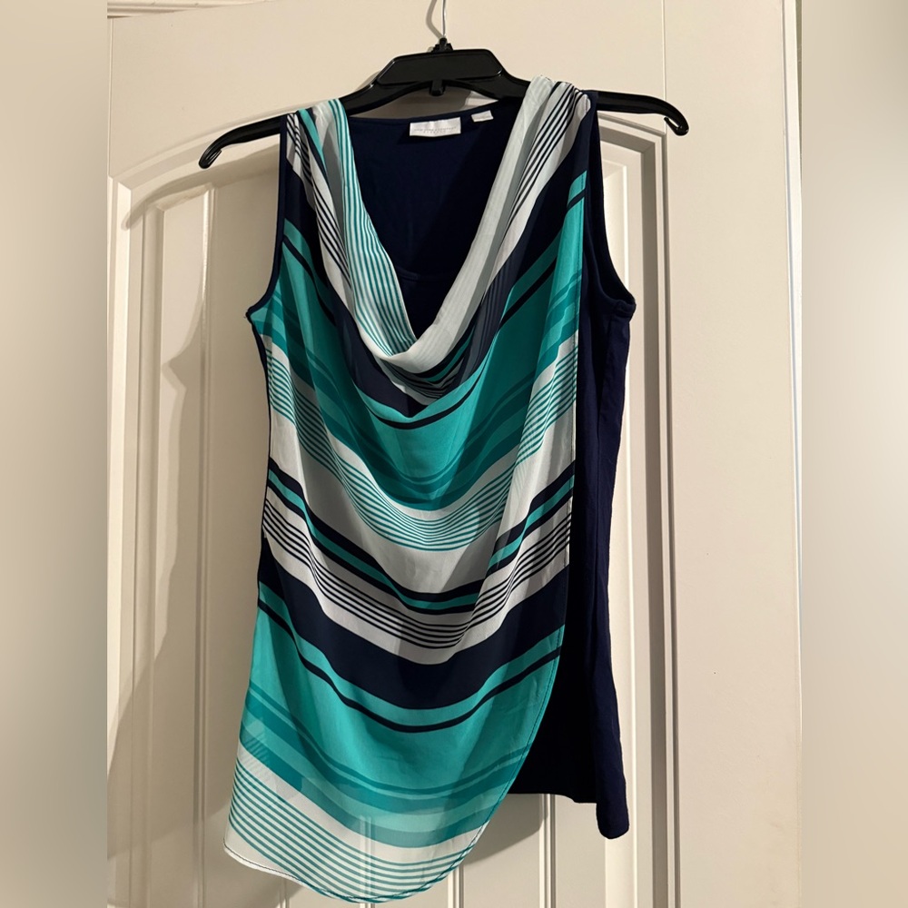 New York & Company 
Striped Teal and Navy Women's Top